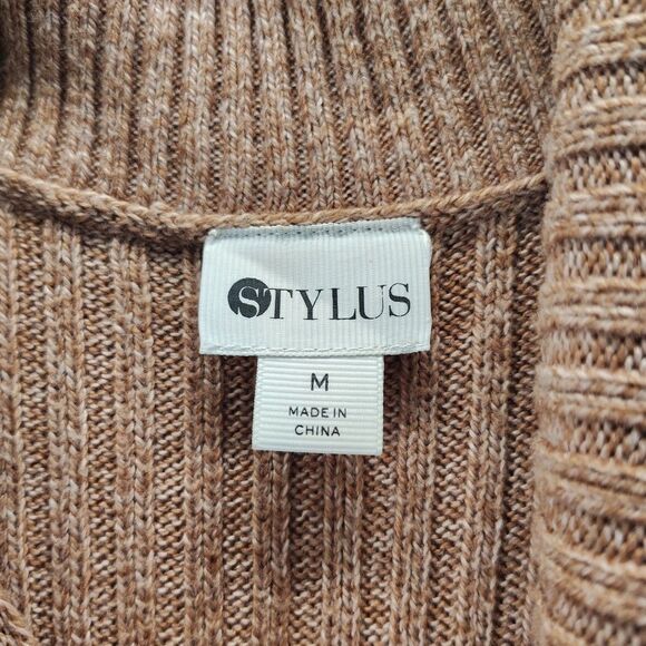 Stylus Womens Size M Brown Stretchy Ribbed Knit Cowl Neck Sleeveless Sweater Top - Picture 2 of 10